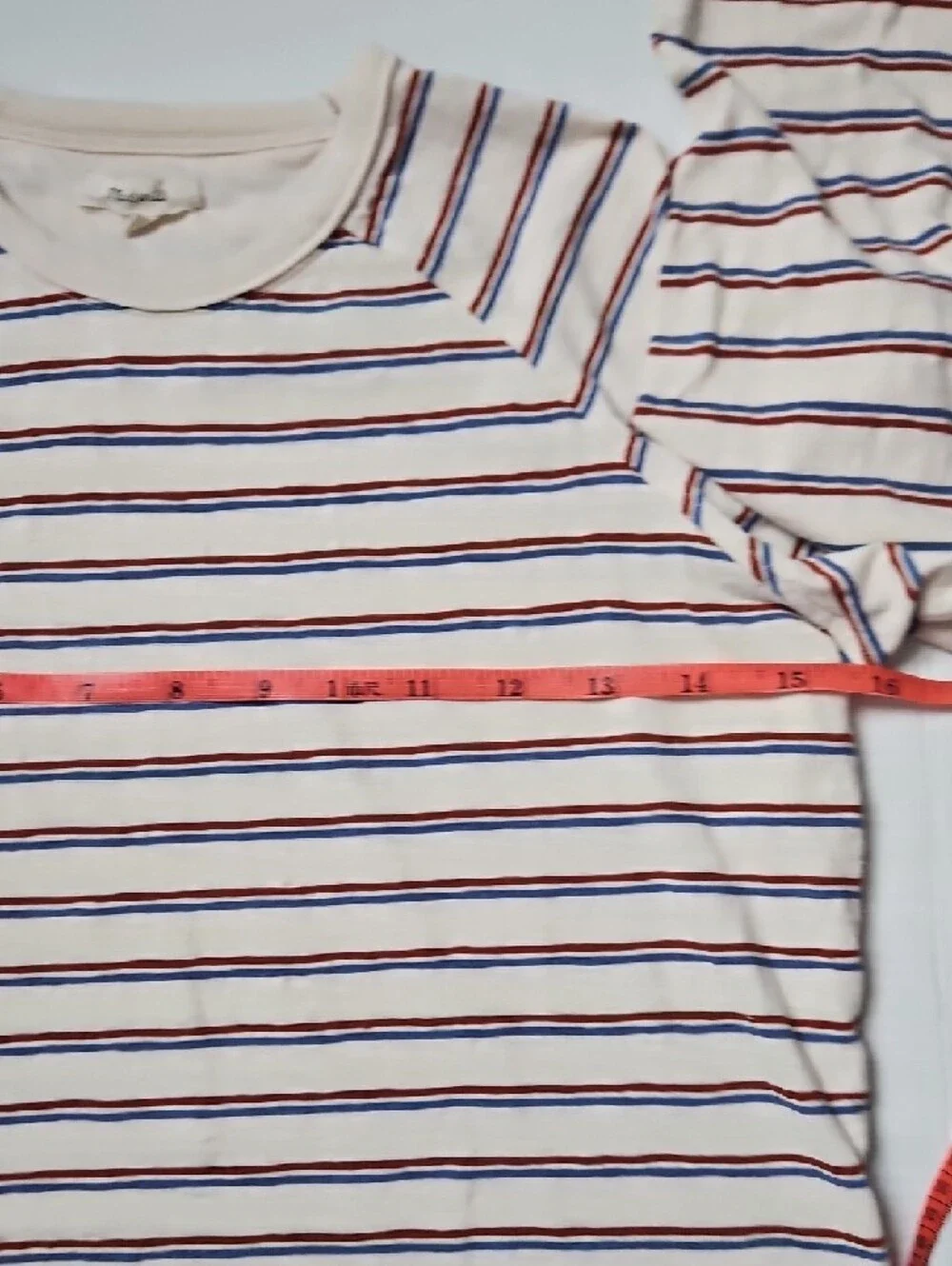 Madewell Striped Long-Sleeve Tee in Cream with Navy & Red Stripes